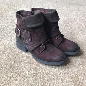 Miz Mooz leather distressed biker ankle boots